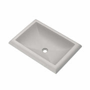 Rectangular ash-colored bathroom sink with sloped edges and single drain hole, shown from above.
