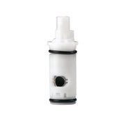 White plastic faucet cartridge with black rubber seals and inlet port, model 1248.