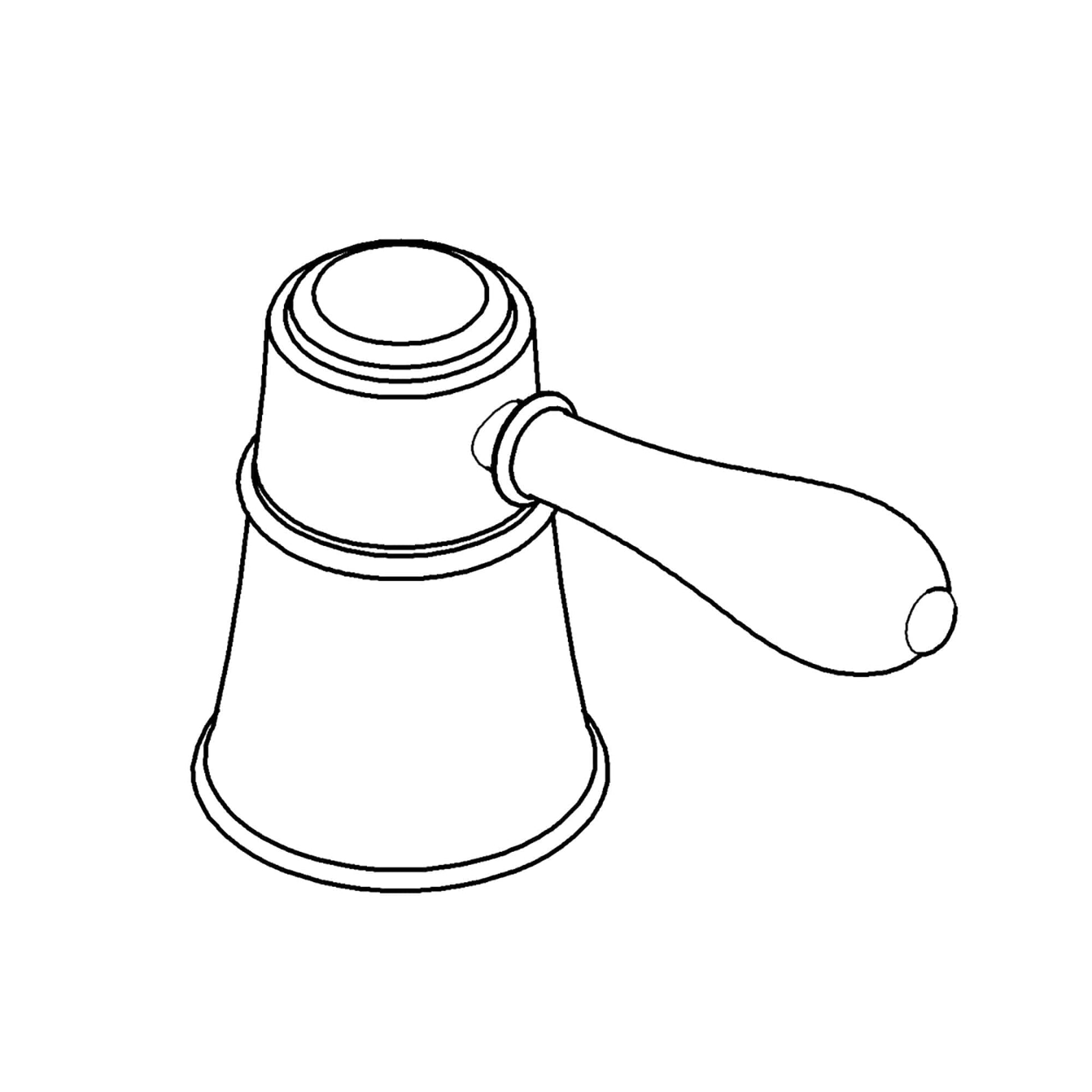Chrome lever handle attached to cylindrical faucet body with rounded top.