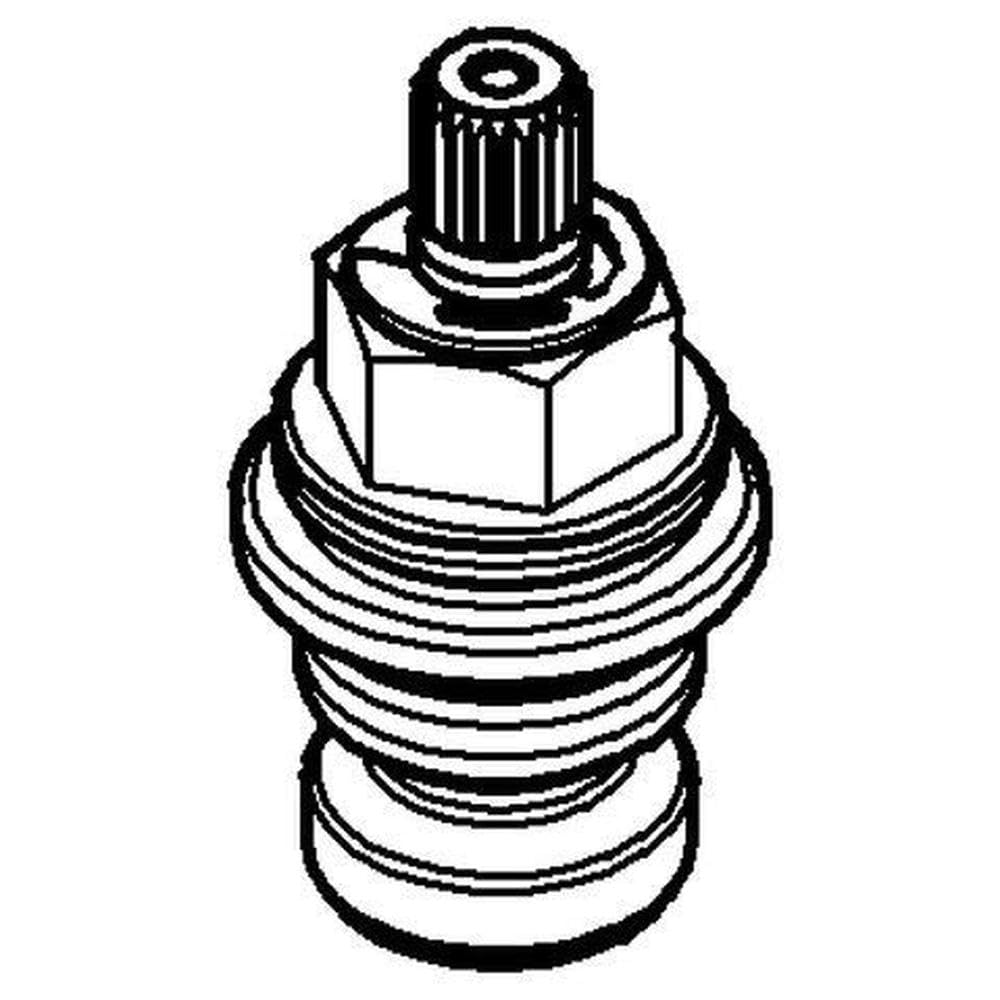 Grohe 3/4" cartridge valve body with ribbed threaded sections and knurled adjustment cap.