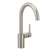 Spot resist stainless steel kitchen faucet with high arc spout and single handle lever control.