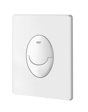 White rectangular wall plate with oval opening and Grohe branding.