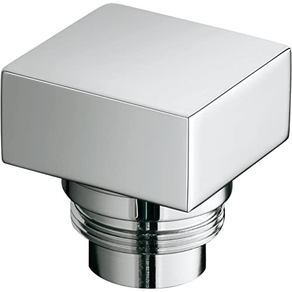 Chrome diverter knob with square top and threaded cylindrical base for plumbing fixture installation.