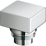 Chrome diverter knob with square top and threaded cylindrical base for plumbing fixture installation.