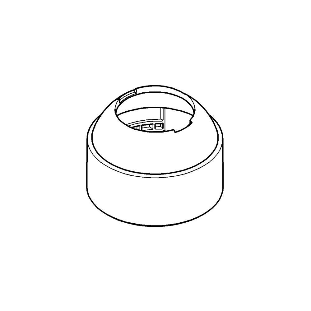 Cylindrical metal cap with circular opening on top and internal ridge detail.