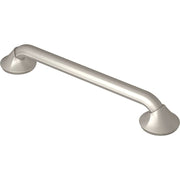 Brushed nickel stainless steel grab bar with curved handles at each end for bathroom safety.
