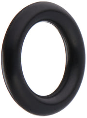 Black rubber o-ring with round cross-section and hollow center.