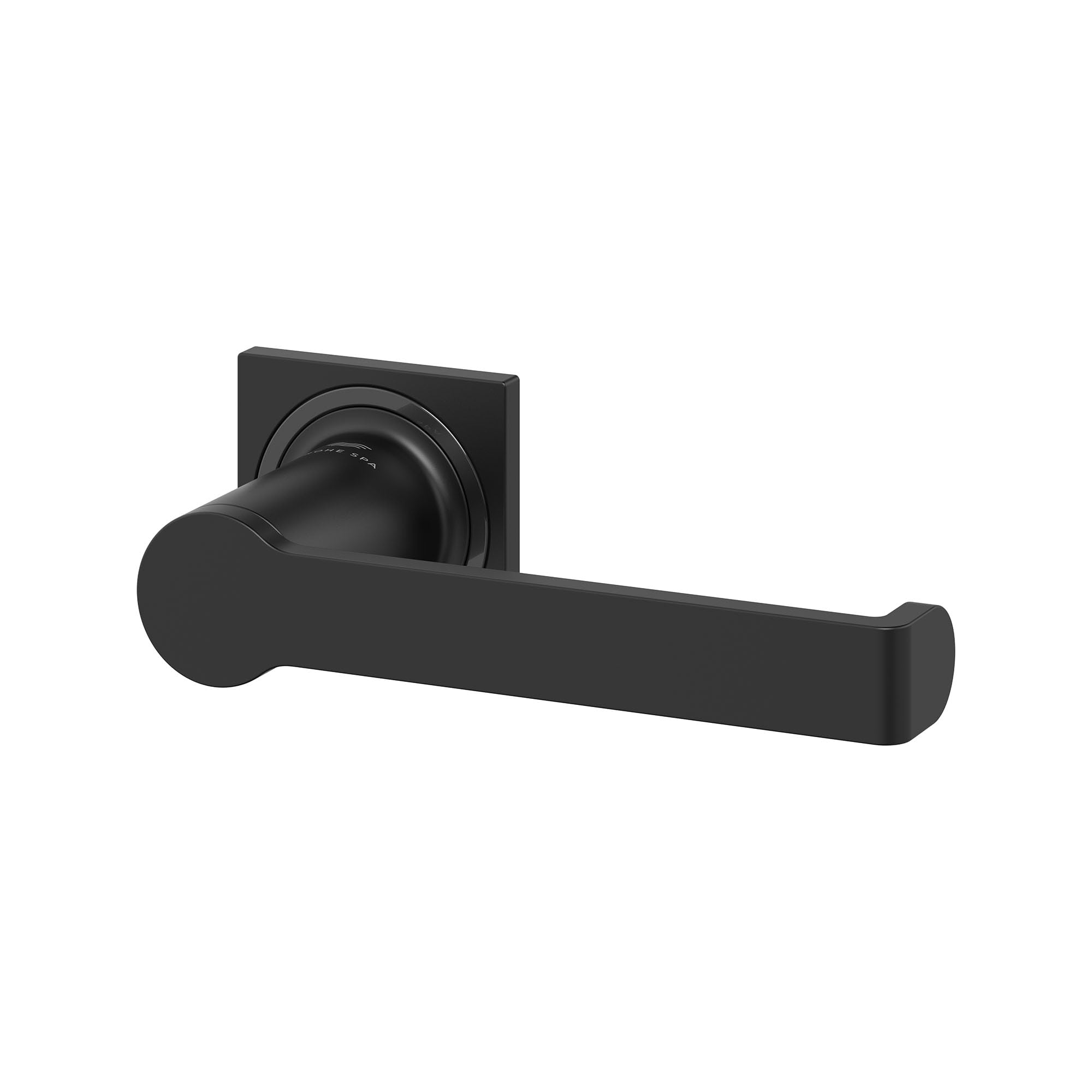 Grohe Allure brushed nickel toilet paper holder with square backing plate and cylindrical arm.