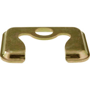 Brass mounting bracket with two curved feet, central handle cutout, and two rectangular slots on the underside.