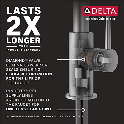 Delta Leland Single Handle Pull-Down Gooseneck Kitchen Faucet with Separate Lever Handle in Matte Black Finish - 978-BLWE-DST