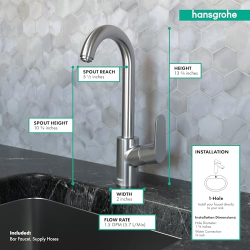 Hansgrohe 04507801 Focus Bar Faucet, 1.5 GPM in Steel Optic