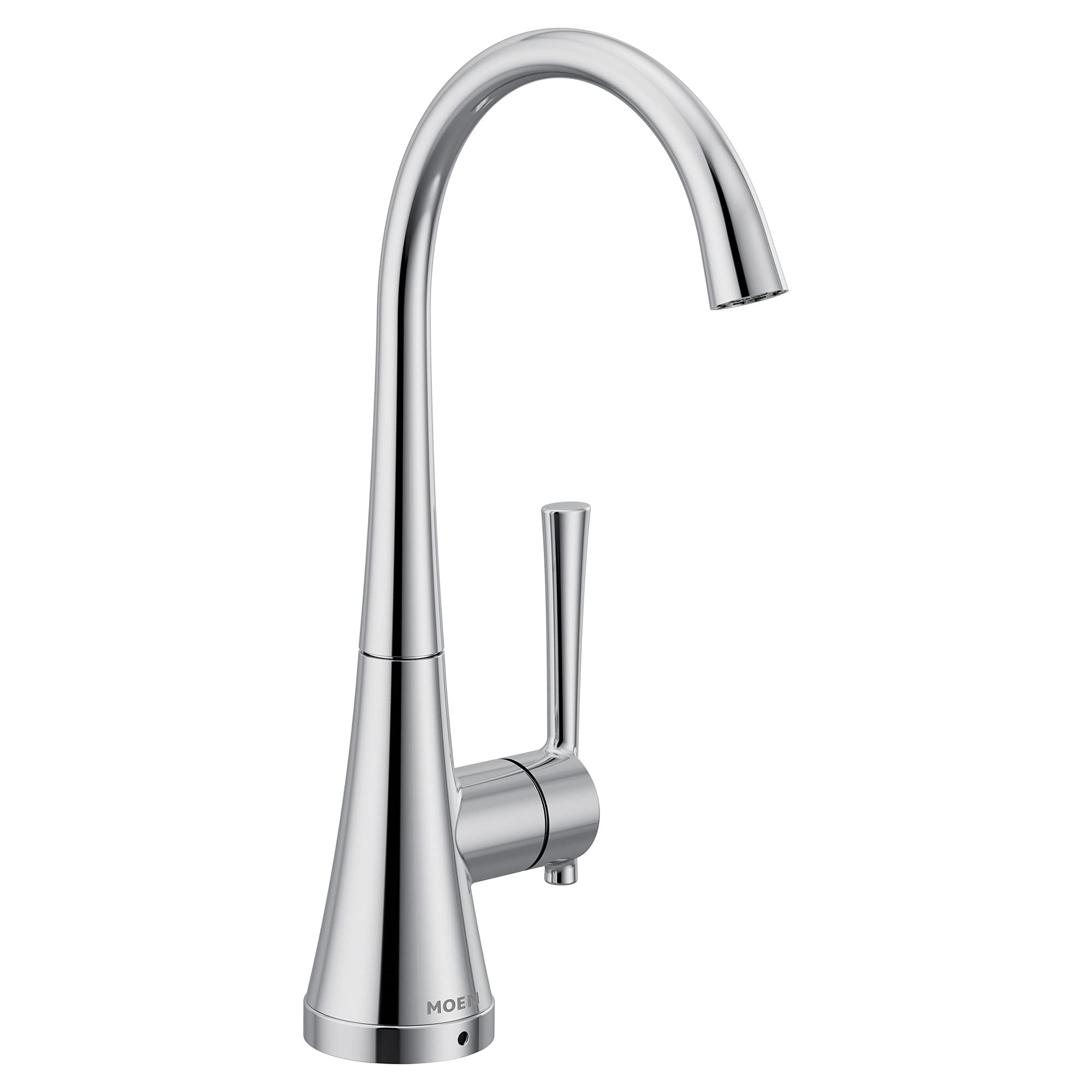 Chrome single-handle beverage faucet with high arc spout and cylindrical base.