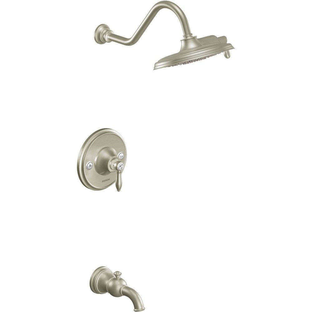 Moen Weymouth Posi Temp Tub and Shower Trim Kit including 9 Inch 2 Spray Rainshower in Brushed Nickel - TS32104BN