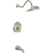 Moen Weymouth Posi Temp Tub and Shower Trim Kit including 9 Inch 2 Spray Rainshower in Brushed Nickel - TS32104BN