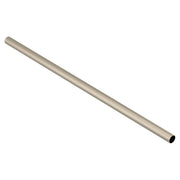 Brushed nickel cylindrical towel bar with tapered ends, angled view.