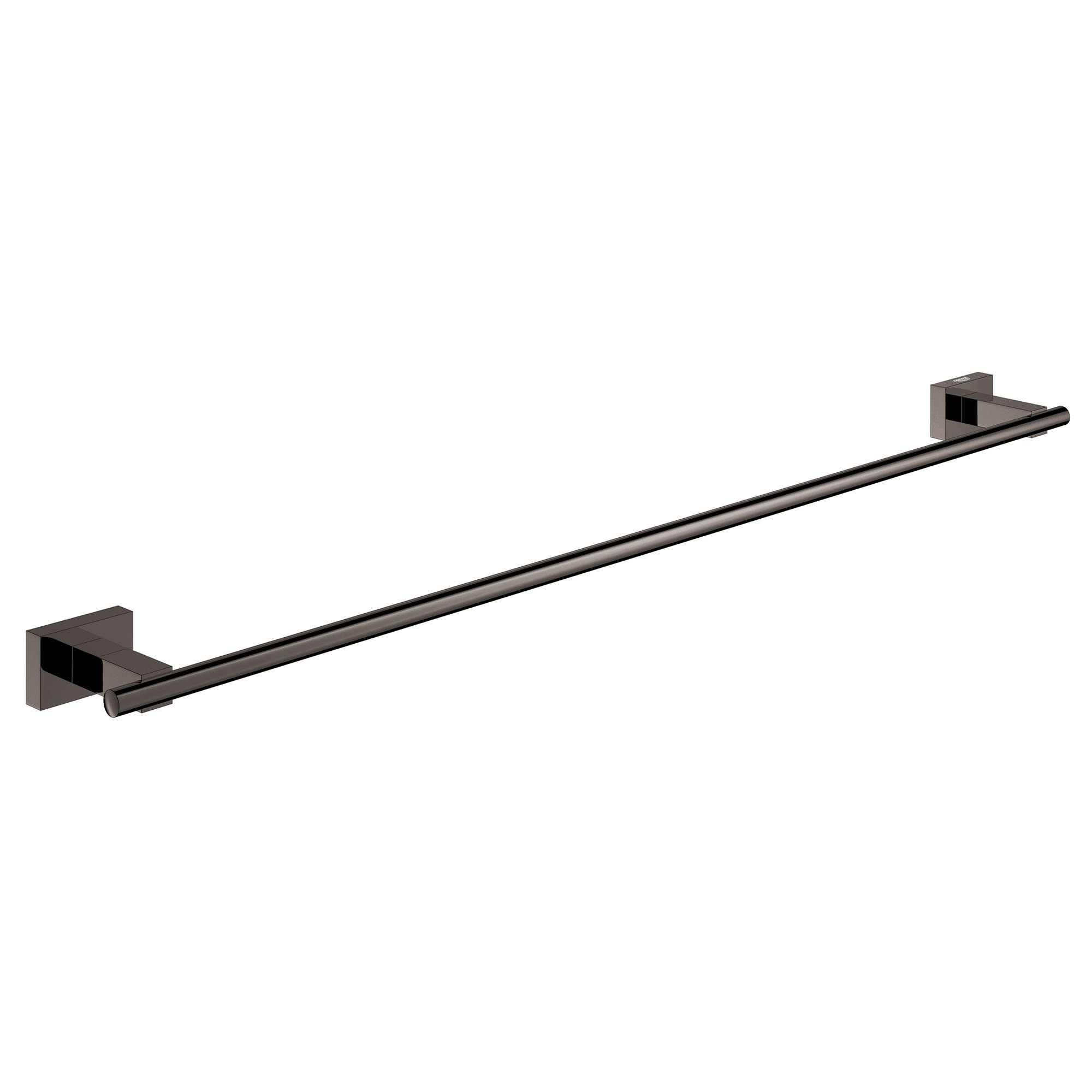 Dark graphite towel bar with square wall-mounted brackets at each end.