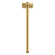 Brushed gold vertical shower arm with square flange connector at top.
