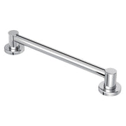 Chrome stainless steel grab bar with cylindrical mounting flanges on each end, 24 inches long.