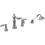 Moen Weymouth Two Handle Roman Tub Faucet Trim Kit with Handshower in Chrome - TS21104