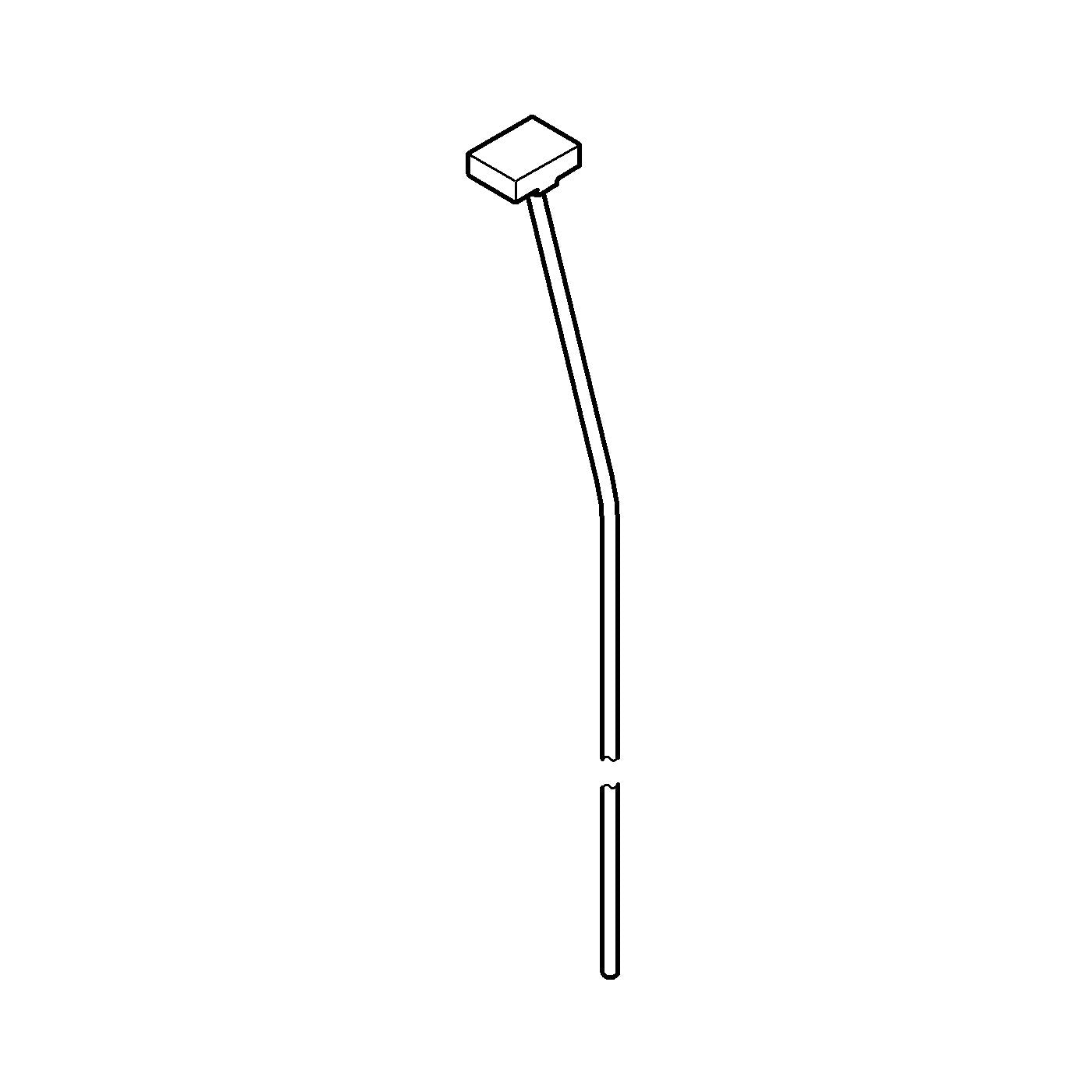 Chrome lift rod assembly with square handle and curved shaft for sink drain operation.