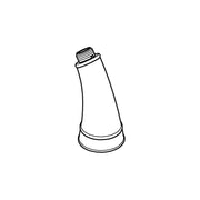 Pull-out spray head with threaded connection and wide base in metallic finish.