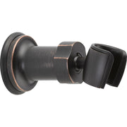 Venetian bronze wall-mounted hand shower holder with adjustable bracket and circular backplate.
