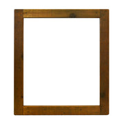 Chestnut wood framed mirror with rustic finish and visible grain detail.