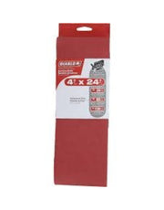 Three assorted 4 by 24 inch sanding belts in red Diablo packaging with hanging tab.