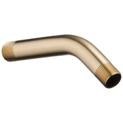 Curved champagne bronze shower arm with threaded connections at both ends.