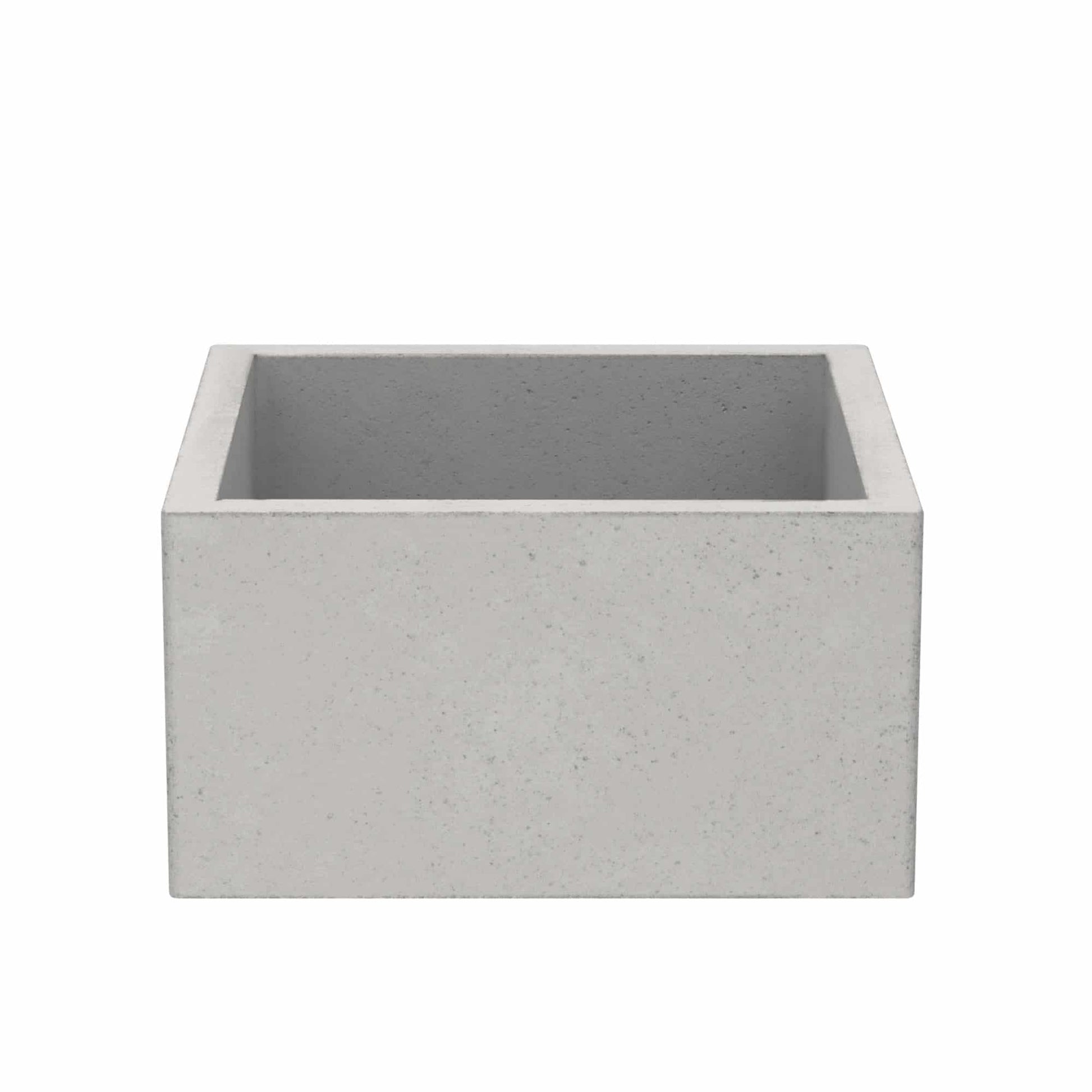 Rectangular concrete bar sink with ash-colored finish and speckled texture.