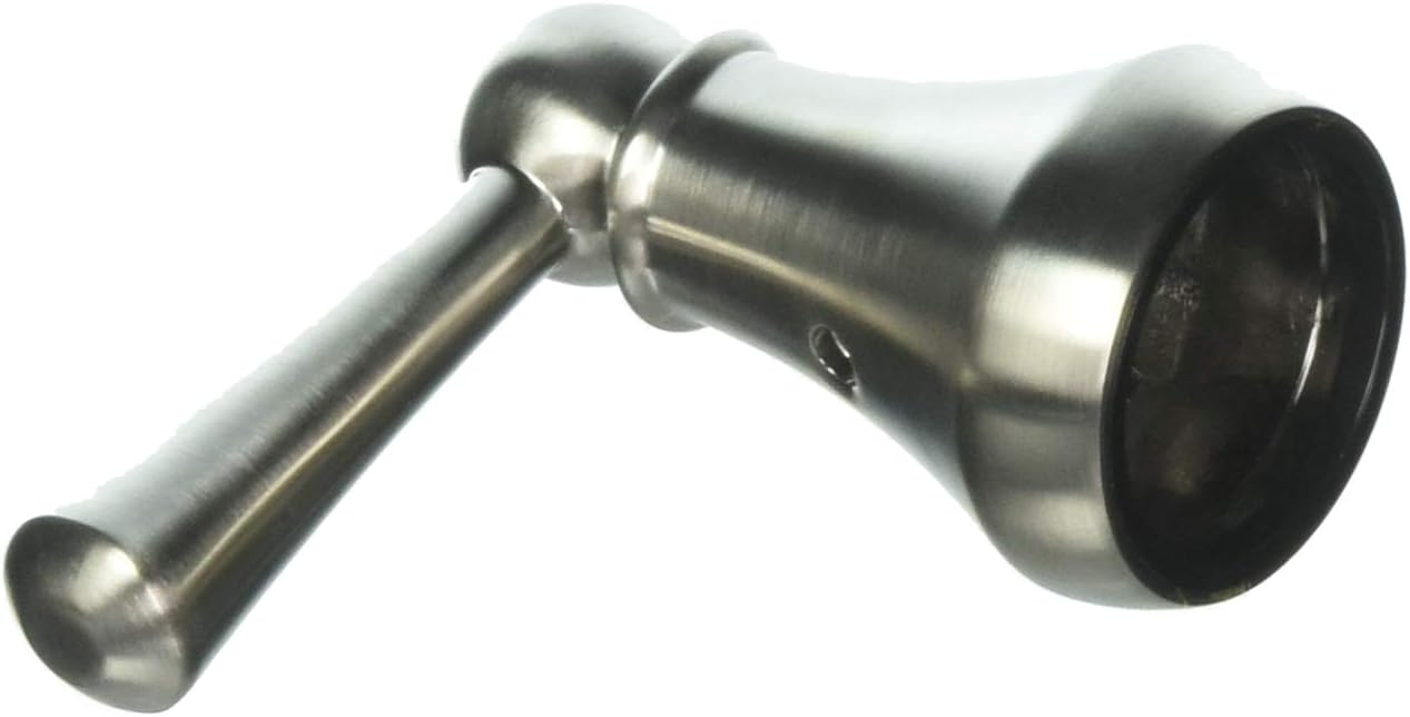 Stainless steel lever handle kit with cylindrical knob and mounting bracket against white background.