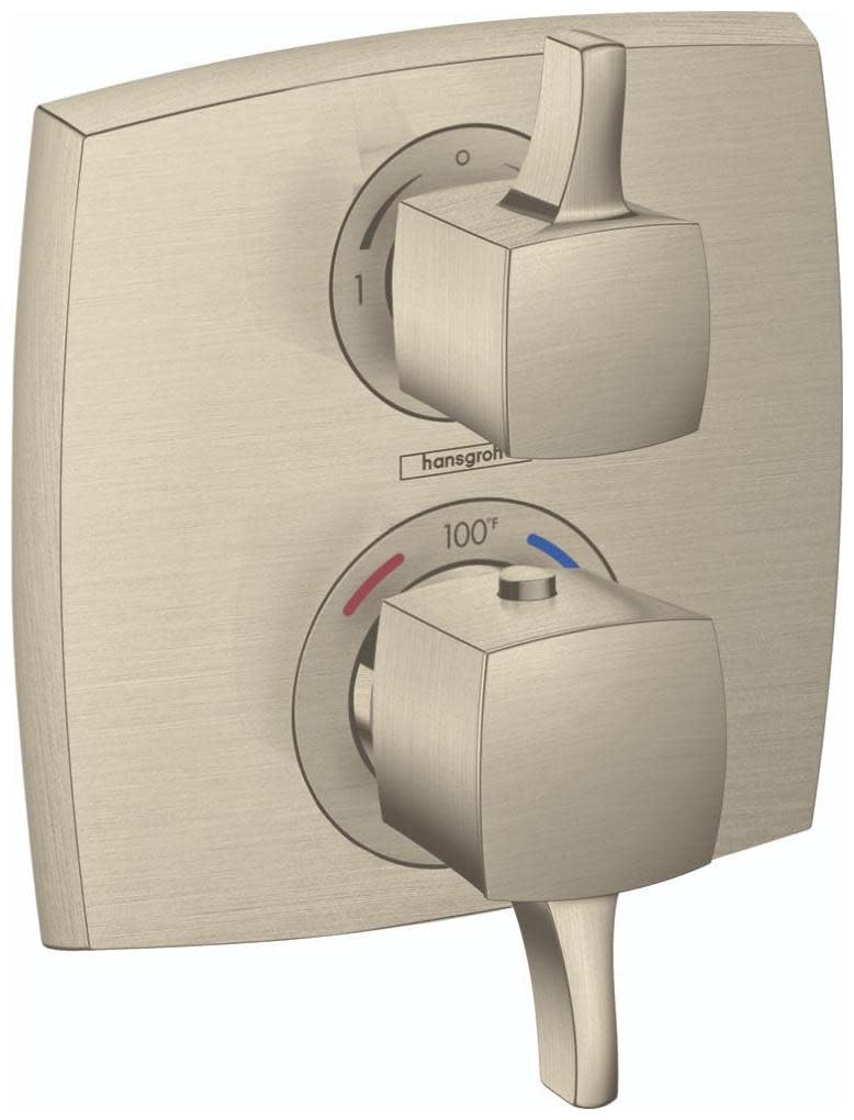 Hansgrohe 15728821 Ecostat Classic Thermostatic Trim with Volume Control and Diverter, Square in Brushed Nickel
