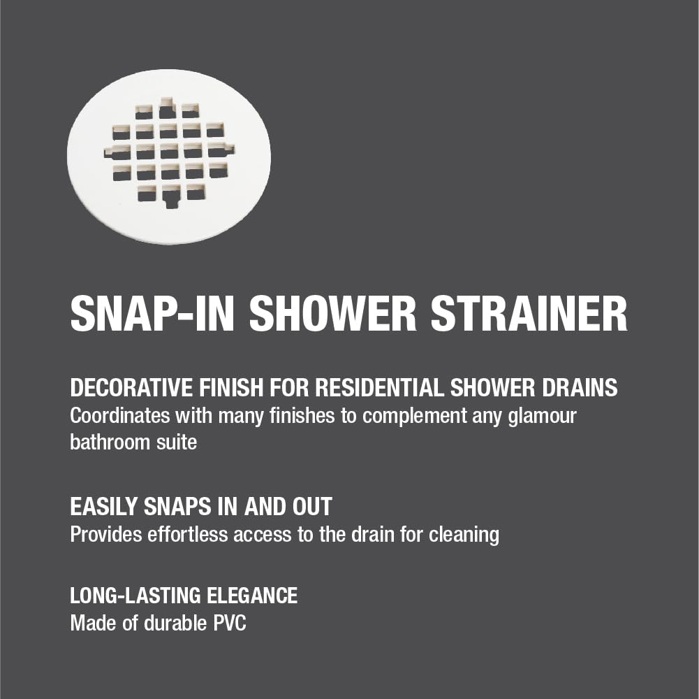 Oatey 4-1/4" Square Snap-Tite Shower Strainer in White - 42003