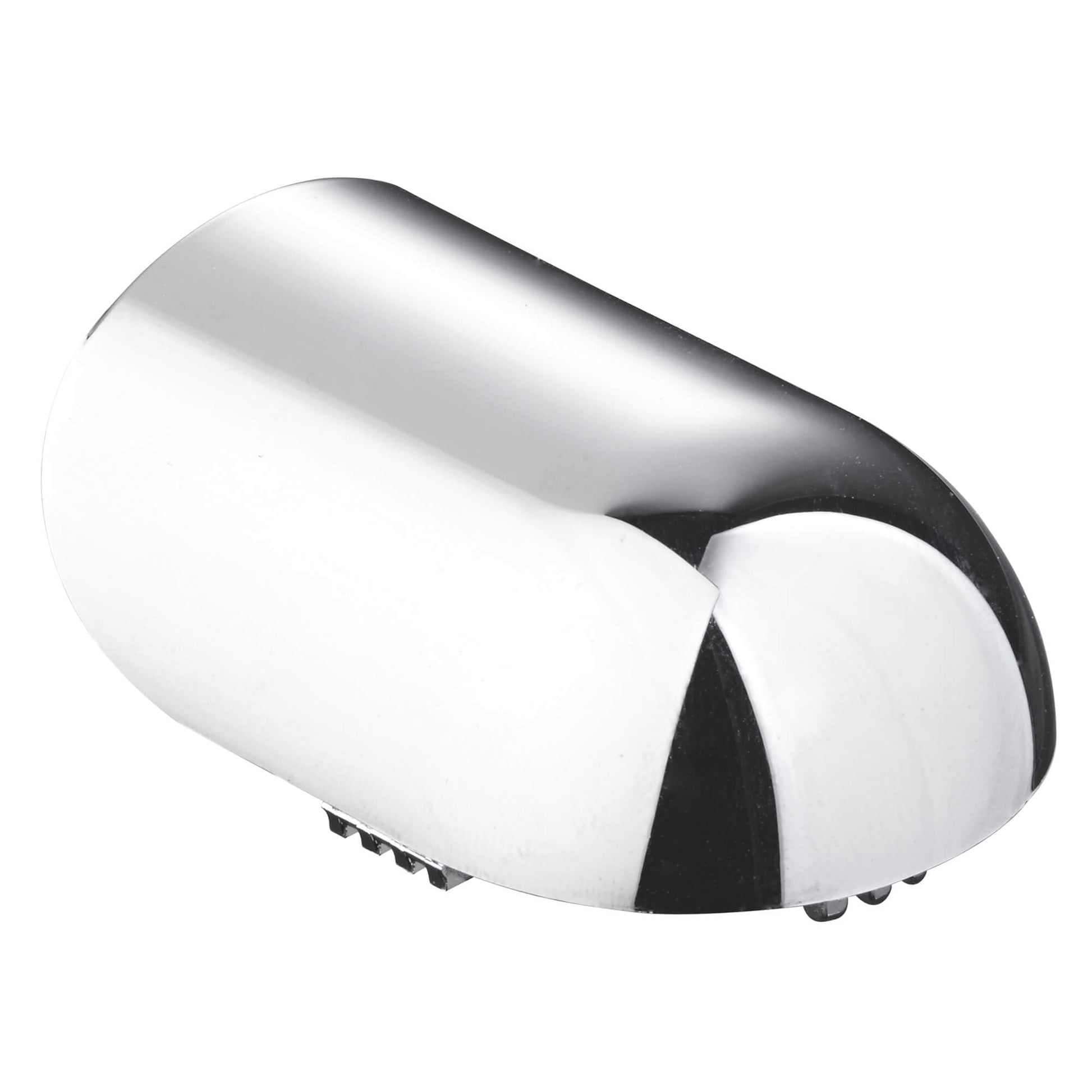 Chrome cover cap with curved dome shape and mounting holes on underside.