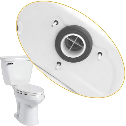 White rubber gasket with black center ring and bolt holes for Mansfield toilet tank-to-bowl connection.