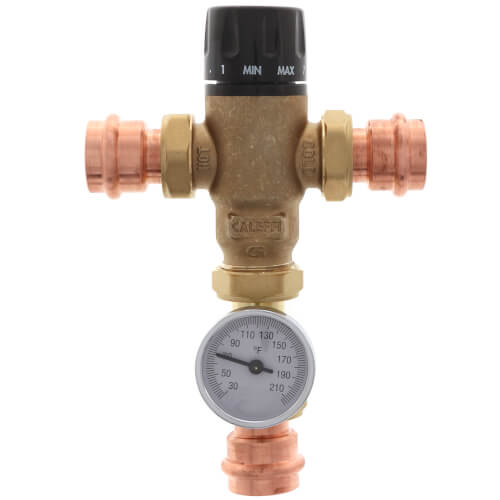 Caleffi 521616A MixCal Adjustable Thermostatic and Pressure Balanced Mixing Valve, 1" Press