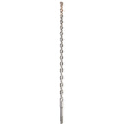 Milwaukee SDS-Plus 2-cutter drill bit with 1/2 inch diameter and 16 inch flute length, displayed vertically.