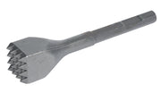 Gray metal bushing tool with serrated head and cylindrical shaft for drilling or fastening applications.