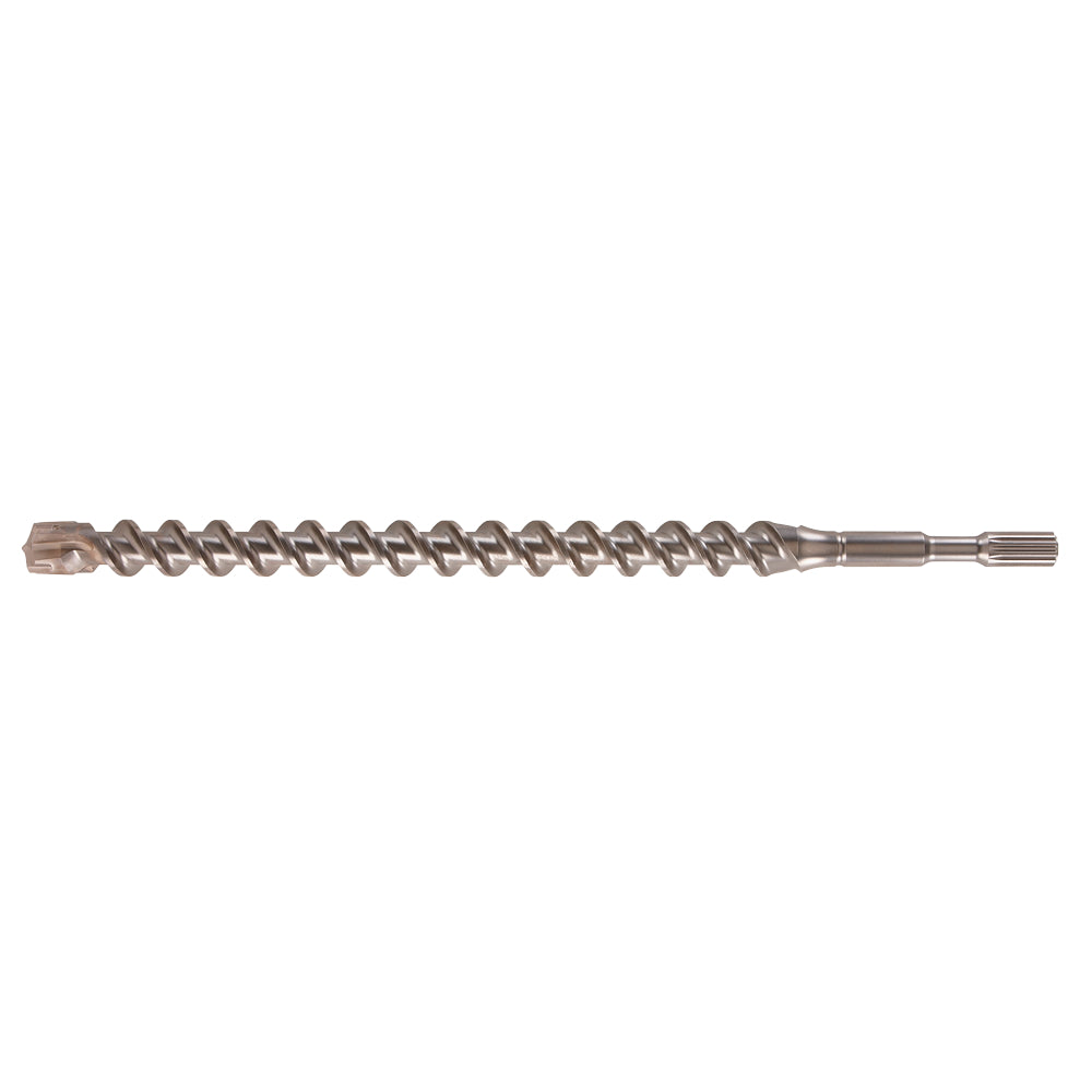 Milwaukee spline 4-cutter drill bit with fluted shaft and splined end connection, 7/8 inch diameter.