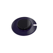 Dark blue circular lens with black center opening and notched edge detail.