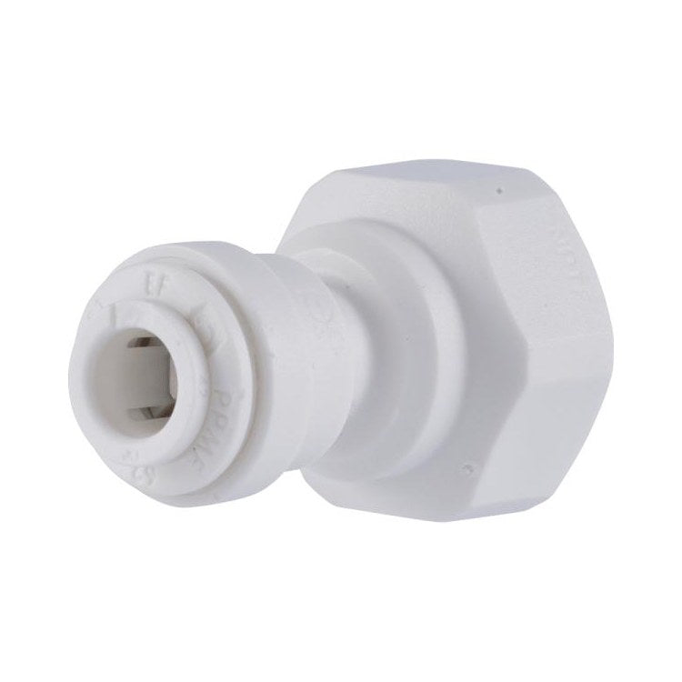 3/8 in. OD 1/4 in. NPTF Polypropylene Female Adapter in White - PP451222W-US