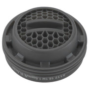 Gray Delta aerator with hexagonal mesh screen and threaded base for faucet installation.