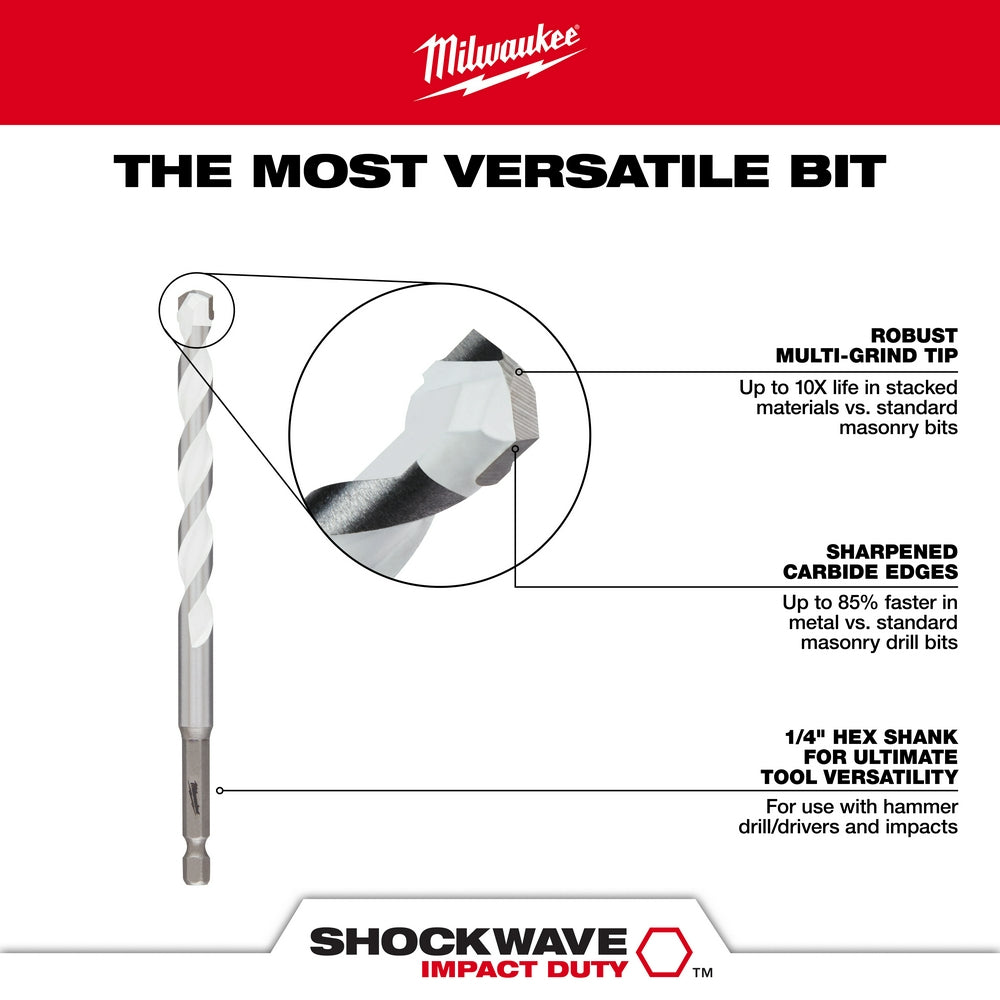 Milwaukee 48-20-8882 5/32 in. Shockwave Carbide Multi-Material Drill Bit