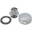 Foot-actuated bath waste kit with matte black metal components and gray rubber seal ring.