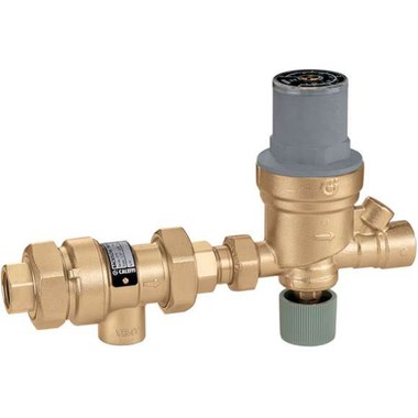 Brass AutoFill combo valve assembly with gray cap and press-fit 1/2" connections.
