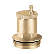 Brass air vent with textured cap, cylindrical body, and threaded base connection.