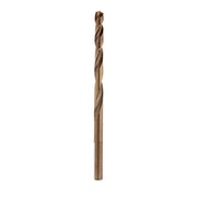 Cobalt twist drill bit with pointed tip and spiral flutes, 13/64" diameter.