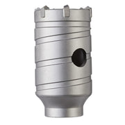 Silver SDS+ core drill bit with segmented cutting head and side relief hole.