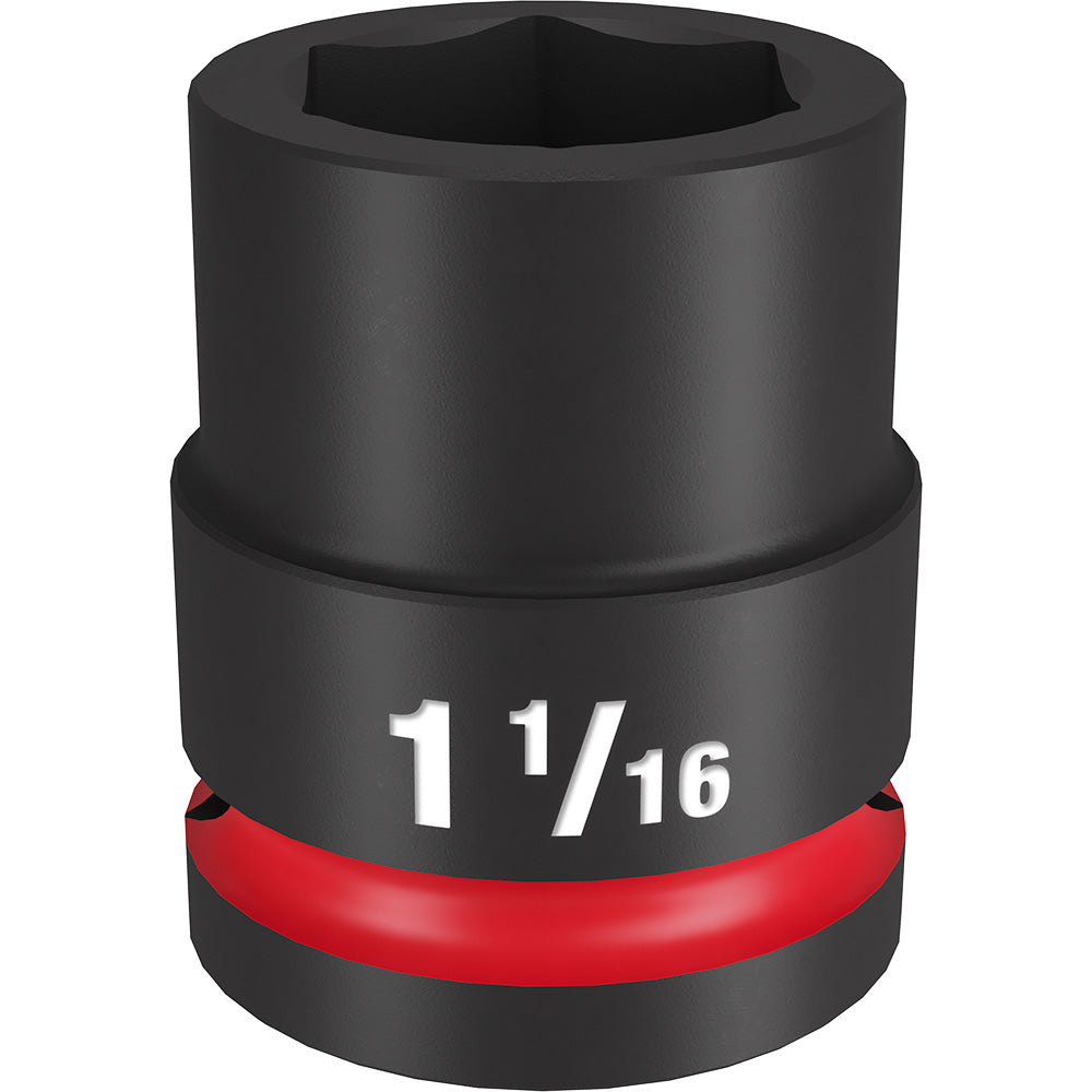 Black 3/4" drive socket with 1-1/16" opening and red grip band marked with size marking.