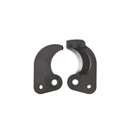 Two black metal curved blades with mounting holes, designed for underground cutting applications.